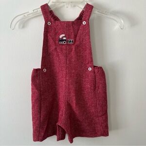 Boys Thomas Brown Overalls 12-18m Red Herringbone Romper Wool Blend Herritage